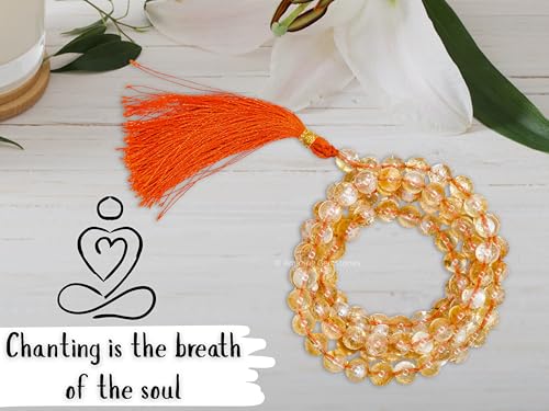 Amazing Gemstone Citrine Mala Beads - 108 Prayer Beads for Meditation and Mindfulness Practice, Handcrafted Mala Beads with Natural Gemstones for Spiritual Healing and Relaxation (Plain) - color: Citrine, style: Plain