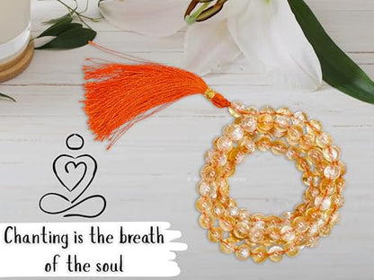 Amazing Gemstone Citrine Mala Beads - 108 Prayer Beads for Meditation and Mindfulness Practice, Handcrafted Mala Beads with Natural Gemstones for Spiritual Healing and Relaxation (Plain) - color: Citrine, style: Plain