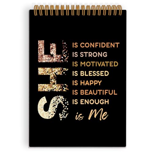 Gold She Is Me Affirmations Top Spiral Notebook, Inspirational Self Care Journal Notebook, Self Love Notebooks for School Work, Positive Office Supplies Gifts for Women Girls Friends, 5.5x8.3In - color: top she, size: 5.5x8.3