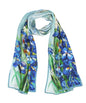 100% Mulberry Silk Long Scarf for Women Large Shawls for Headscarf and Neck- Oblong Hair Wraps with Gift Packed - color: Oil Painting-irises