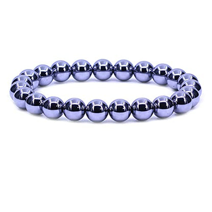 Keleny Gem Semi Precious Gemstones 8mm Natural Quartzite Stone Round Beads Crystal Stretch Bracelet 7 Inch Unisex - color: White Terahertz Jasper