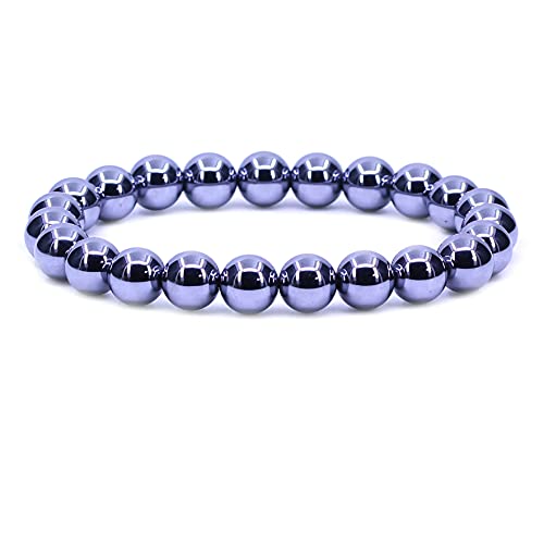 Keleny Gem Semi Precious Gemstones 8mm Natural Quartzite Stone Round Beads Crystal Stretch Bracelet 7 Inch Unisex - color: White Terahertz Jasper