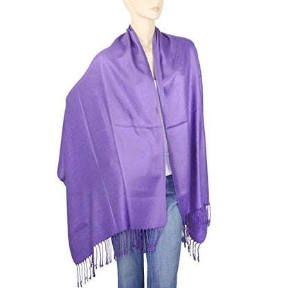 Falari Women's Soft Solid Color Pashmina Shawl Wrap Scarf, for Wedding, Bridesmaid Gifts, Evening Dress - color: Lavender