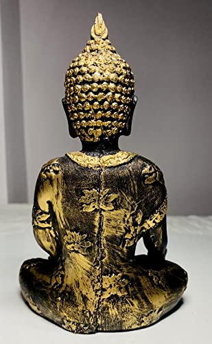 INDIAN CRAFT CASTLE Rustic Buddha Statue Japanese Style Zen Garden Sculpture Figurine Meditating Sitting Dhyana Mudra Lotus Pose Yoga Altar Peace Harmony Home Decor 8 inch Metallic - color: Metallic