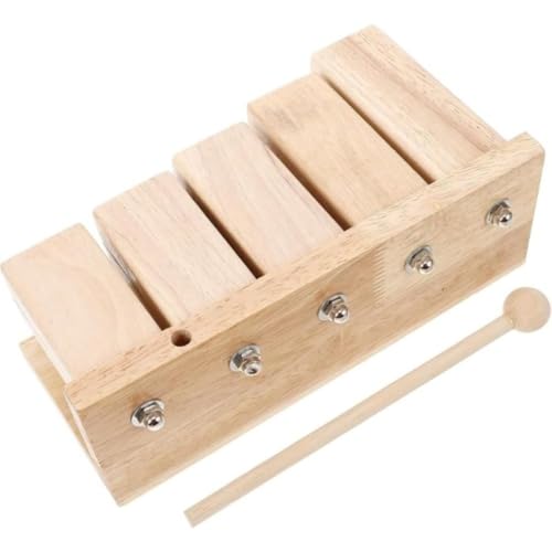 Wood Percussion Block 5 Tone Maple Rhythm Block with Mallet Hand Polished Natural Wood Sound Instrument, Percussion Practice Tool for Music Therapy Meditation Rhythm Training and Studio Use