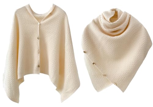 Shawl Wraps Women Fashion Knitted Shawls and Wraps Cardigan Cape Crochet Winter Shoulder Top Sweater Shawl Scarf - color: A Beige White