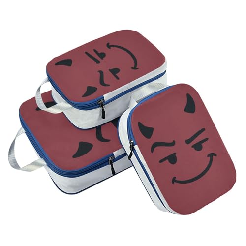 3 Piecing Packing Travel Bag Polyester Closet Storage Organizer, Mischievous Devil Look (3 Set) - color: Mischievous Devil Look