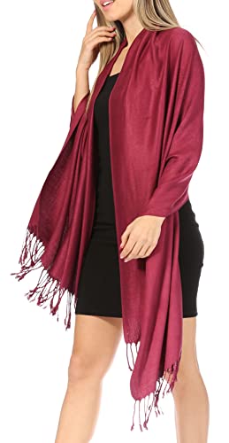 Sakkas 78" X 28" Rayon from Bamboo Soft Solid Pashmina Feel Shawl/Wrap/Stole - color: Burgundy