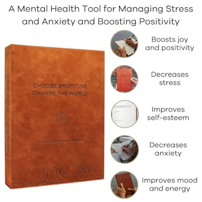 Gratitude Gifted Family Conversation Card Game with Brown 5-Minute Guided Gratitude Journal for Men & Women