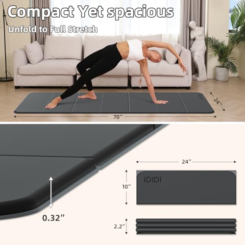 Foldable Yoga Mat Extra Thick 0.32 Inches（8mm） - SGS Certified POE Material Exercise Mat, Non-Slip Design Fitness Mats, Multi-Purpose Workout Mats for Studio or Home Use - color: Black