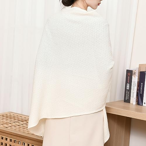 Shawl Wraps Women Fashion Knitted Shawls and Wraps Cardigan Cape Crochet Winter Shoulder Top Sweater Shawl Scarf - color: A Beige White