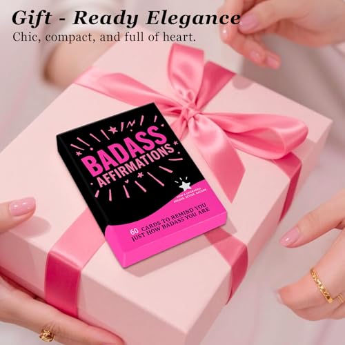 Badass Affirmation Cards, Sassy Affirmations, 60 Affirmation Deck for Girls, Inspiring Daily Quotes Encouragement Cards for Women Empowerment, Journal Prompts, Graduation Birthday Gift for Her