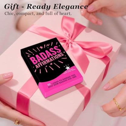 Badass Affirmation Cards, Sassy Affirmations, 60 Affirmation Deck for Girls, Inspiring Daily Quotes Encouragement Cards for Women Empowerment, Journal Prompts, Graduation Birthday Gift for Her