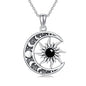 Sun and Moon Necklace 925 Sterling Silver Sun Moon Pendant Gemstone Jewelry Gifts for Women - style: Black Onyx