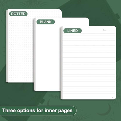 Blank Journal for Women Men, 192 Pages A5 Notebook Journal, Hardcover Notebook with 100Gsm Thick Pages, Leather Note Book for Writing, Travel, Business, Office, Prayer 5.7 x 8.3, Dark Green - color: Dark Green, style: Plain