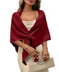Womens Knitted Shawl Wraps Casual Solid Color Cape Scarf Comfortable Triangle Pashmina Shoulder Sweater - color: Wine Red