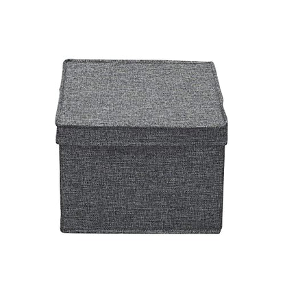 Household Essentials Large Fabric Storage Bins with Lids, Graphite, Set of 2 - color: Graphite
