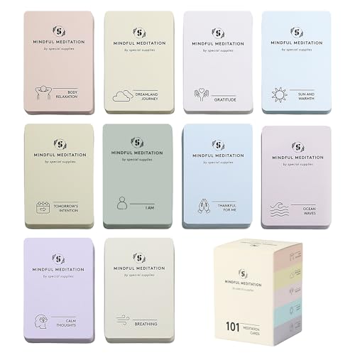 Special Supplies 101 Mindfulness & Meditation Cards Daily Self Care Kit for Stress & Anxiety Relief Relaxation Gifts for Teens and Adults Motivational Cards for Women -Positive Affirmations