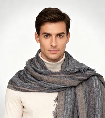 Artistic Retro Cotton And Linen Scarf, Plain Tie Dye Gradient Autumn And Winter New Soft Cotton Shawl - color: Light Gray