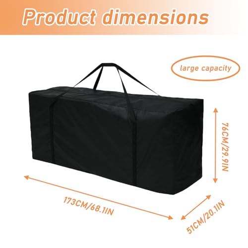 TourKing Outdoor Cushion Storage Bag 68 Inch,Extra Large Waterproof Patio Pillow Cover,Heavy-Duty Zipper & Padded Handles,for Patio Furniture Cushions Protection,Multi-Season Christmas Tree Storage