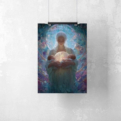 UZWGG 1pcs (Unframed，Canvas Only) Woman Poster Fantasy Goddess Prints Wall Art Abstract Goddess Nurturing Baby Canvas Painting New Birth Wall Picture for Newmom Mother's Day Gift 12x18inch(30x45cm) - color: goddess-Frameless（Canvas Roll）, size: 18"L x 12"