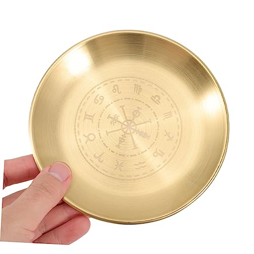 Pentacle Altar Candle Tray Set 2pcs Brass Star Ceremony Plate for Religious Offerings Decorative Candlestick Holder Storage Display for Home Decor