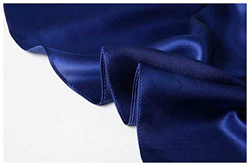 ANDANTINO 100% Mulberry Silk Scarf -21” Lightweight Square Neckerchief – Breathable Digital Printed Scarves with Gift Packed - color: Solid Color-navy Blue