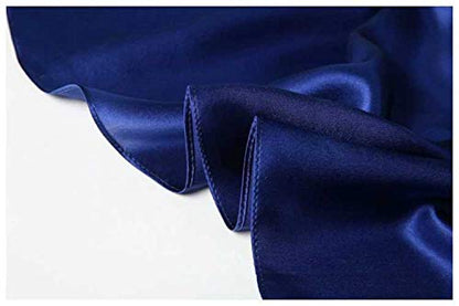 ANDANTINO 100% Mulberry Silk Scarf -21” Lightweight Square Neckerchief – Breathable Digital Printed Scarves with Gift Packed - color: Solid Color-navy Blue