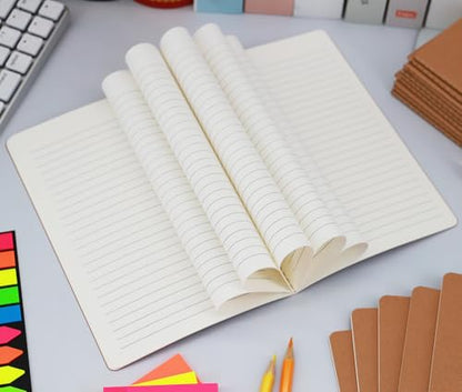 16 Pack Kraft Notebooks, 60 Pages Notebook, 8.3x5.5 Inch, A5 Notebooks for Work, Travel, Business, School & More - College Ruled Notebook - Softcover Journals for Women & Men - Lined Note Books - style: 16pack Lines pages