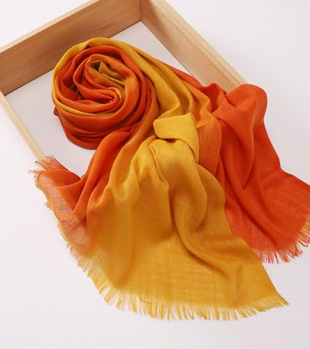 Women's Cotton Scarves Lady Light Soft Fashion Solid Scarf Wrap Shawl - color: 10 # Orange Turmeric