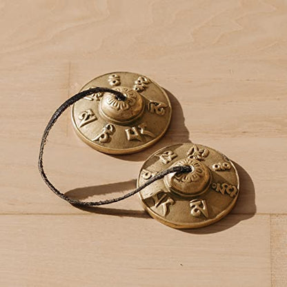 Tibetan Tingsha Cymbals 2pcs, with Storage Box and Fabric Case, Meditation Sanskrit Brass Chime Bells for Spiritual Healing Mindfulness, Yoga Buddhist, Relaxation Musical Instruments