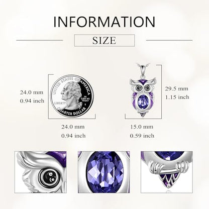 Animal Necklace 925 Sterling Silver Pendant Jewelry Gift for Women Animal Lover - style: Owl
