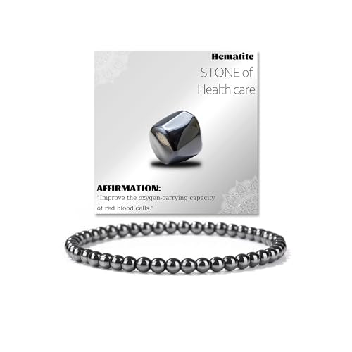 Crystal Beaded Bracelets for Women 4mm Clear Quartz Bead Handmade Gemstone Stretch Elastic Bracelet Natural Stone Crystal Healing Reiki Spiritual Jewelry Gifts - color: Hematite, size: 4mm