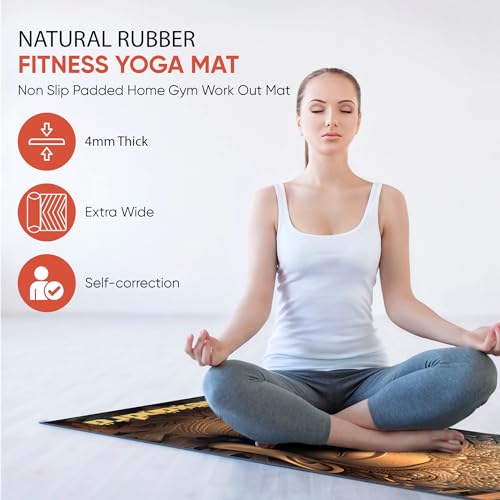 Custom Yoga Mat | Ships Next Day | Customize | Workout Mat for Men and Women | Non Slip Rubber Exercise Mat | 4mm Thick Gym Mat for Meditation, Pilates, Yoga, Gym - color: Buddhist/Mandala