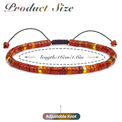 BONNY BOXX Braided Genuine Bracelet, Elegant Handcrafted Natural Gemstone Crystal Bracelet Healing Power Energy Inspirational Gifts with Card for Unisex - color: Carnelian, size: 2*4MM