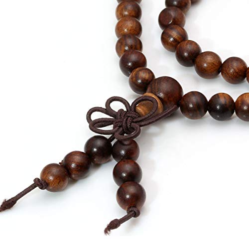 Eigso 6mm 8 mm Natural Mala Beads Wristlets for Women Men 108 Lava Rocks Healing Tibetan Prayer Bracelet Necklace for Man Woman - color: C:6mm Natural Wood