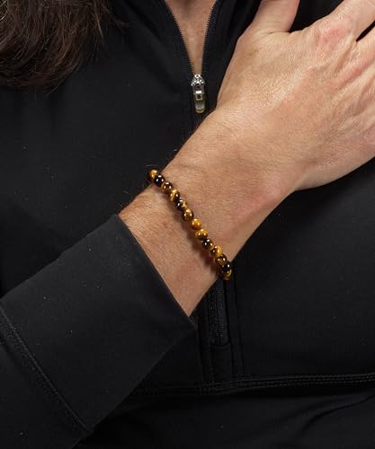Cherry Tree Collection - Small, Medium, Large Sizes - Gemstone Beaded Bracelets For Women and Men - 6mm Round Beads - color: Tiger's Eye, size: Medium
