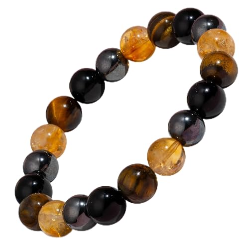 Protection Bracelets for Women & Men, Healing Crystal Bracelet with Natural Stones for Energy Shielding, Grounding, Stress, & Negative Energy Protection