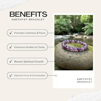 The Alchemist's Arcanum Adjustable Beaded Wrist Accessory for Men and Women, Stretch Fit Stone Bead Jewelry for Daily Wear and Gifting - color: Amethyst