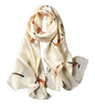 100% Mulberry Silk Long Scarf for Women Large Shawls for Headscarf and Neck- Oblong Hair Wraps with Gift Packed - color: Off-white Calla