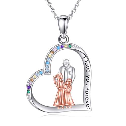 YFN Daughter Gifts from Dad 925 Sterling Silver Daughters Heart Necklace Birthday Christmas - color: Father 2 Daughter Necklace
