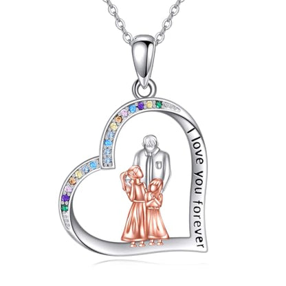 YFN Daughter Gifts from Dad 925 Sterling Silver Daughters Heart Necklace Birthday Christmas - color: Father 2 Daughter Necklace