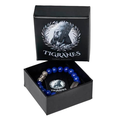 Tigranes Premium Natural Stone Bracelet Collection – Handmade Gemstone Jewelry in Luxury Branded Gift Box - style: Lapis Lazuli