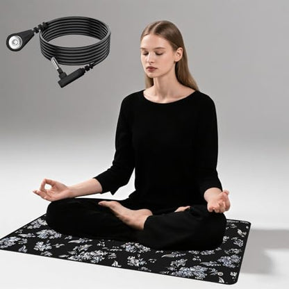 Grounding Mat Printed, 11.8 * 23.6 Universal Conductive Grounding mat for Bed, Earth Mat Grounding Pad for Better Sleep, Reduce Anxiety, Feet and Back Pain, Inflammation, Headache Relief