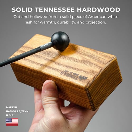 Timber Drum Co. Wood Block Percussion Musical Instrument, 6" Small — MADE IN U.S.A. — Includes Mallet, Feet — Solid Hardwood, Rich Block Tone