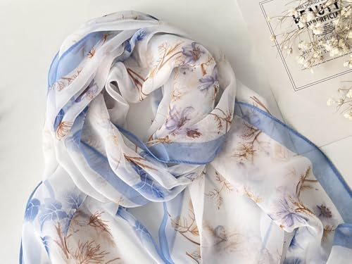 Pokeedioty Scarfs for Women Lightweight Fashion Scarves Elegant Floral Pattern Sheer Scarfs Sunscreen Shawls Wraps - color: P 0142