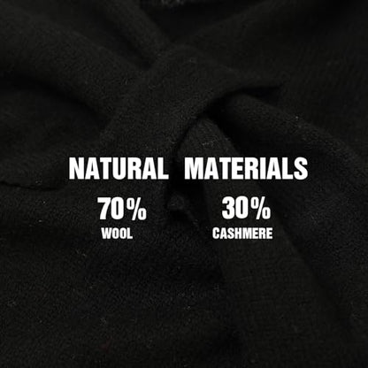 Cashmere Blend Shawl Wraps for Women,Cashmere Poncho Pashmina for Women Travel Scarf for All-Season with Gift Box - color: Black