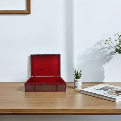 Cabilock Memory Box Wooden Desktop Storage Boxes Wood Treasure Box for Books Jewelry Document Box without Lock (Lotus) Storage Boxes Decorative