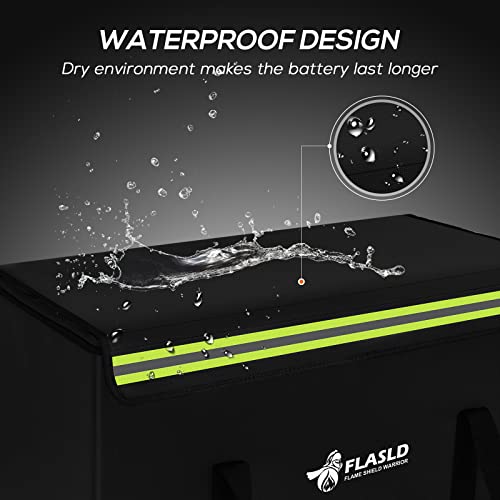 FLASLD Large Fireproof Lipo Bag for 200Ah Lithium Battery Storage and Charging, 22 x 9 x 9.5in E-bike Battery Bag Waterproof Box for Documents and Valuables