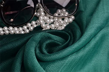 Cotton Silk Scarf Elegant Soft Wraps Color Shade Scarves for Women - color: Gradient - Green